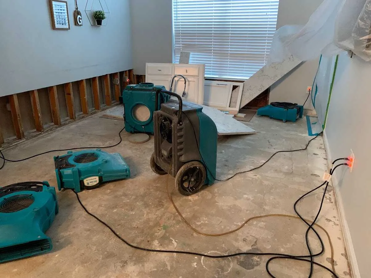 Dehumidifier in flood-cut room for Water Damage Restoration in Moncks Corner